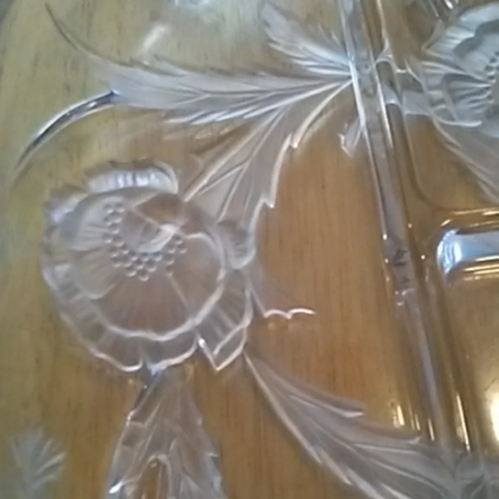 Crystal Floral Relish Tray Vintage EUC